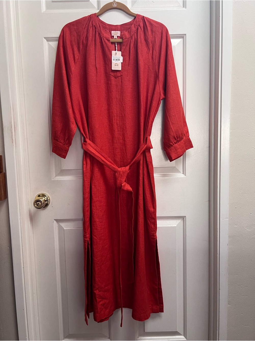 Sunshine Tienda Red Women's Maxi Dress with Waist Tie
